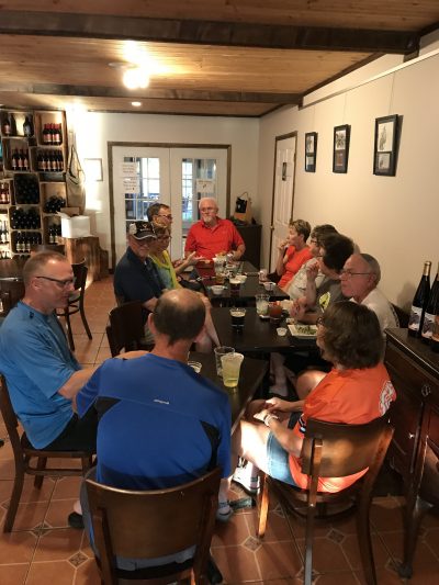 Cyclists Dining on the Erie Canal Bike Tour hosted by Wilderness Voyageurs