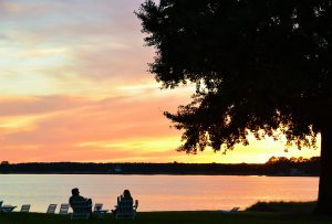Sunset over the Chesapeake bay seen from the Sandaway Lodge on the Chesapeake Bay Bike Tour hosted by Wilderness Voyageurs