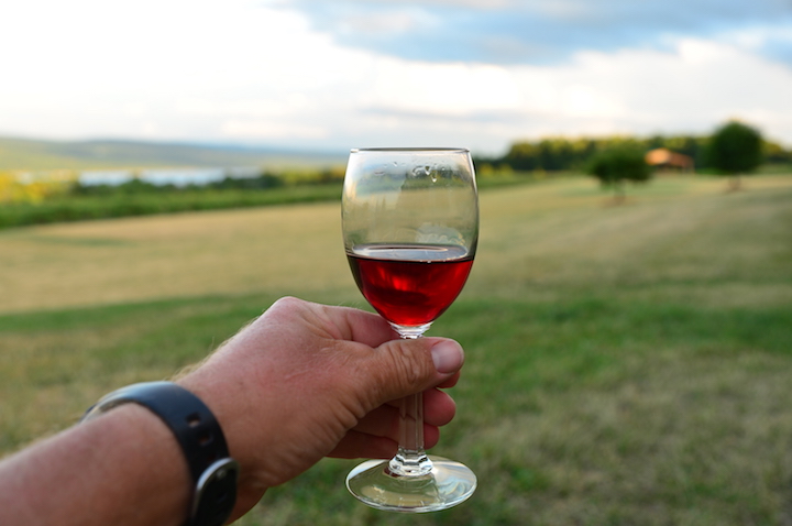 Finger Lakes bike tour wine drinking
